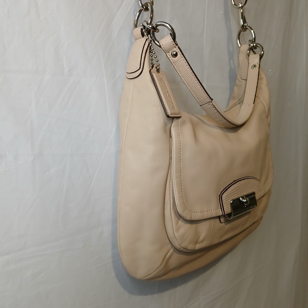 COACH Kristin Bag Purse In Tan Nude 100% Top Grain Soft Beautiful Leather Y2K - Picture 2 of 16